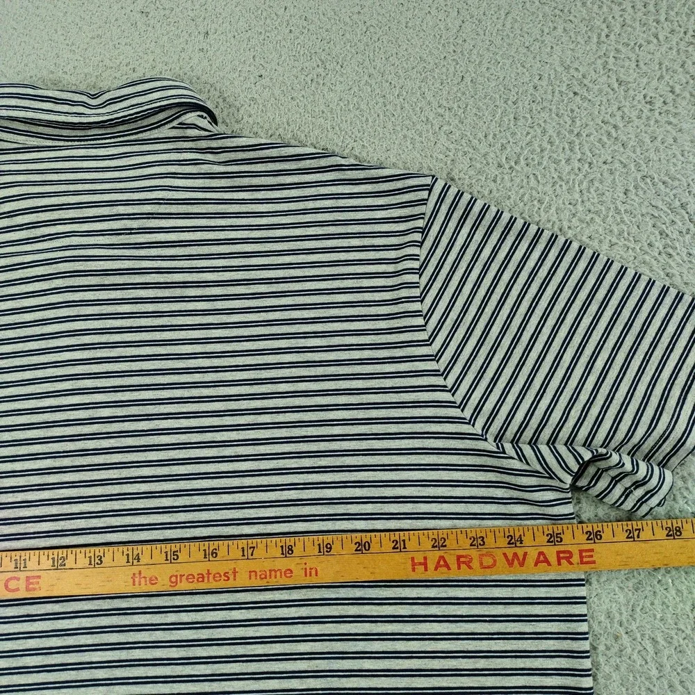Polo Ralph Lauren Performance Polo Shirt Mens XL Gray Stripe Pocket Stretch